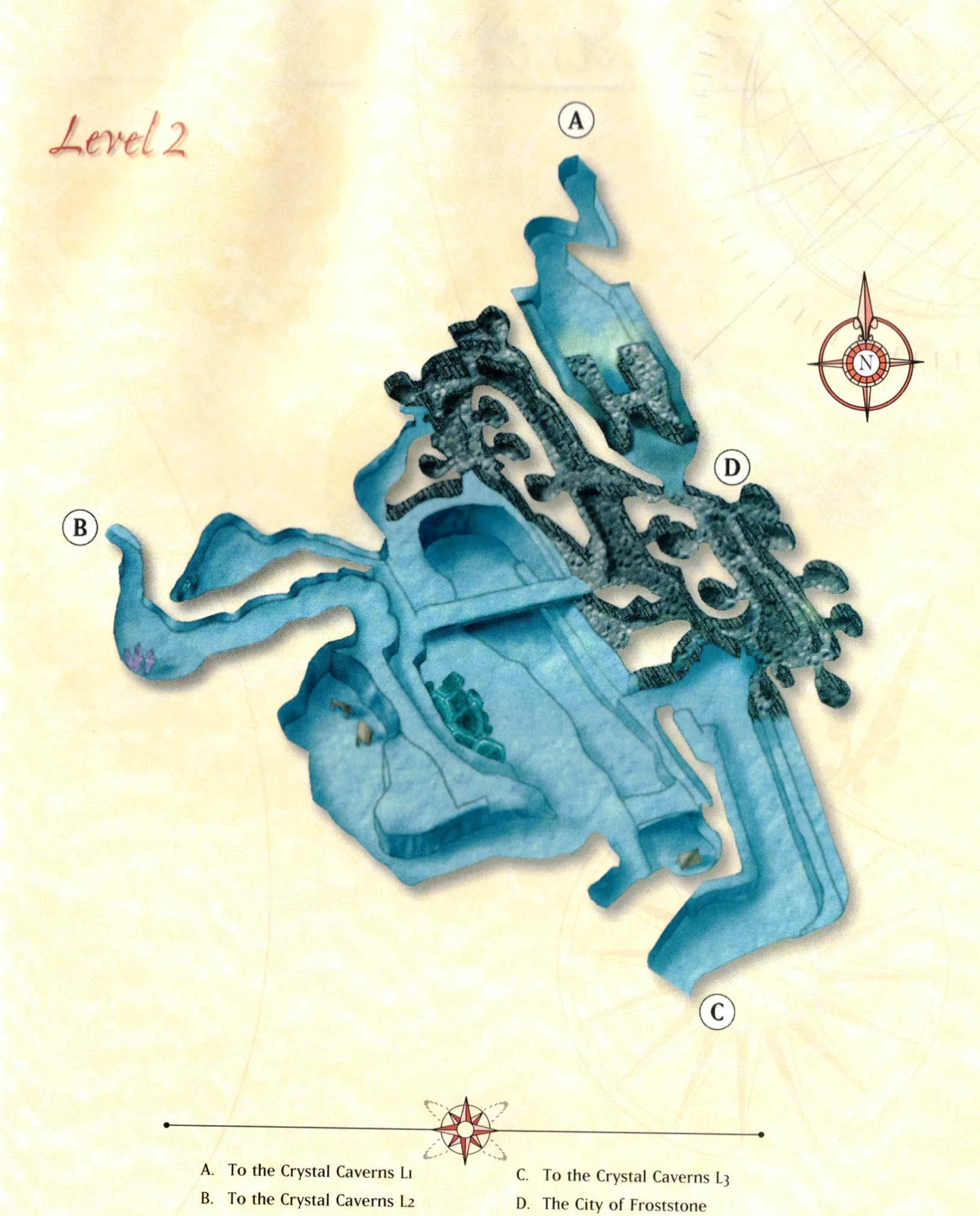 Map of Crystal Caverns — Level 2