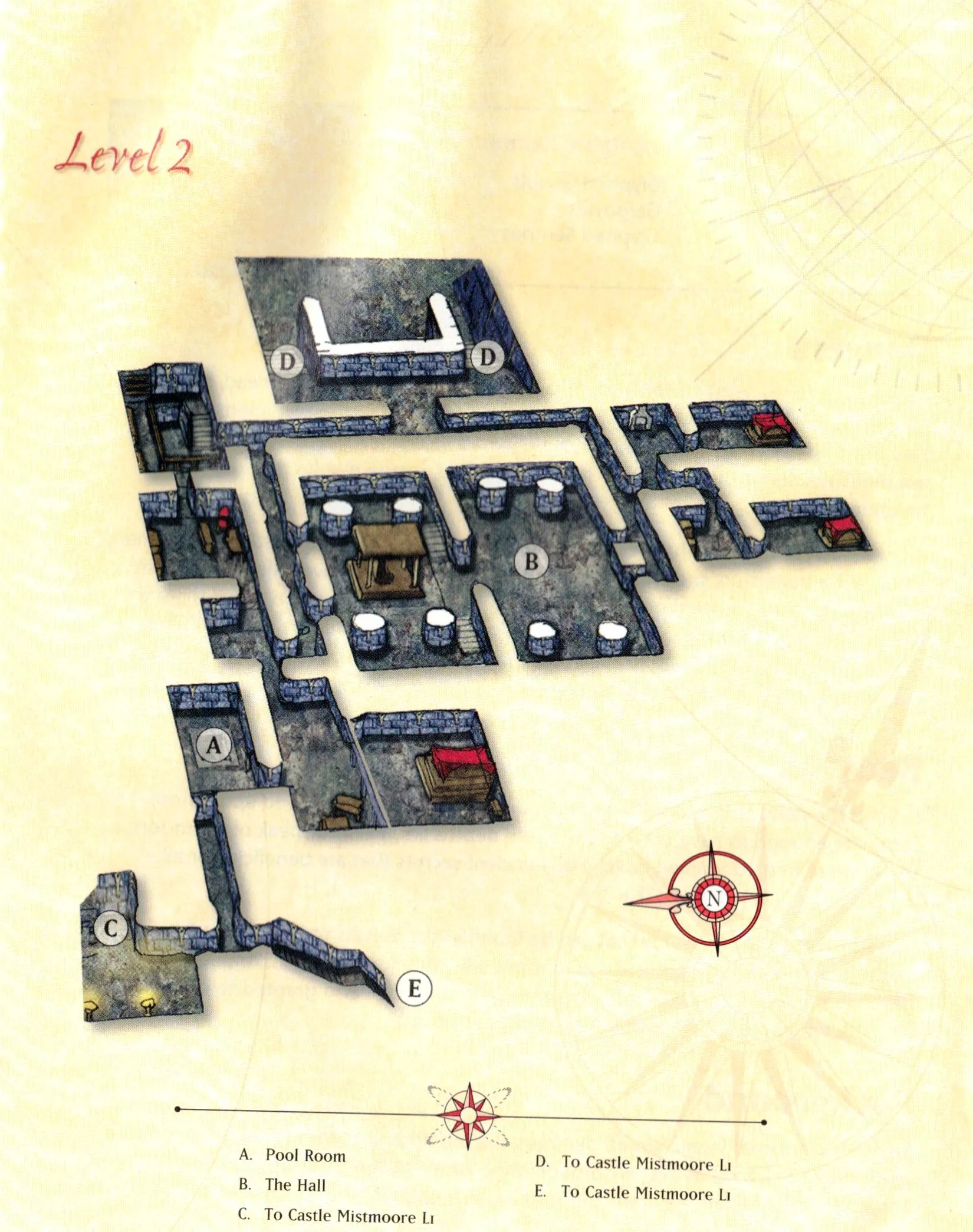 Map of Castle Mistmoore — Level 2