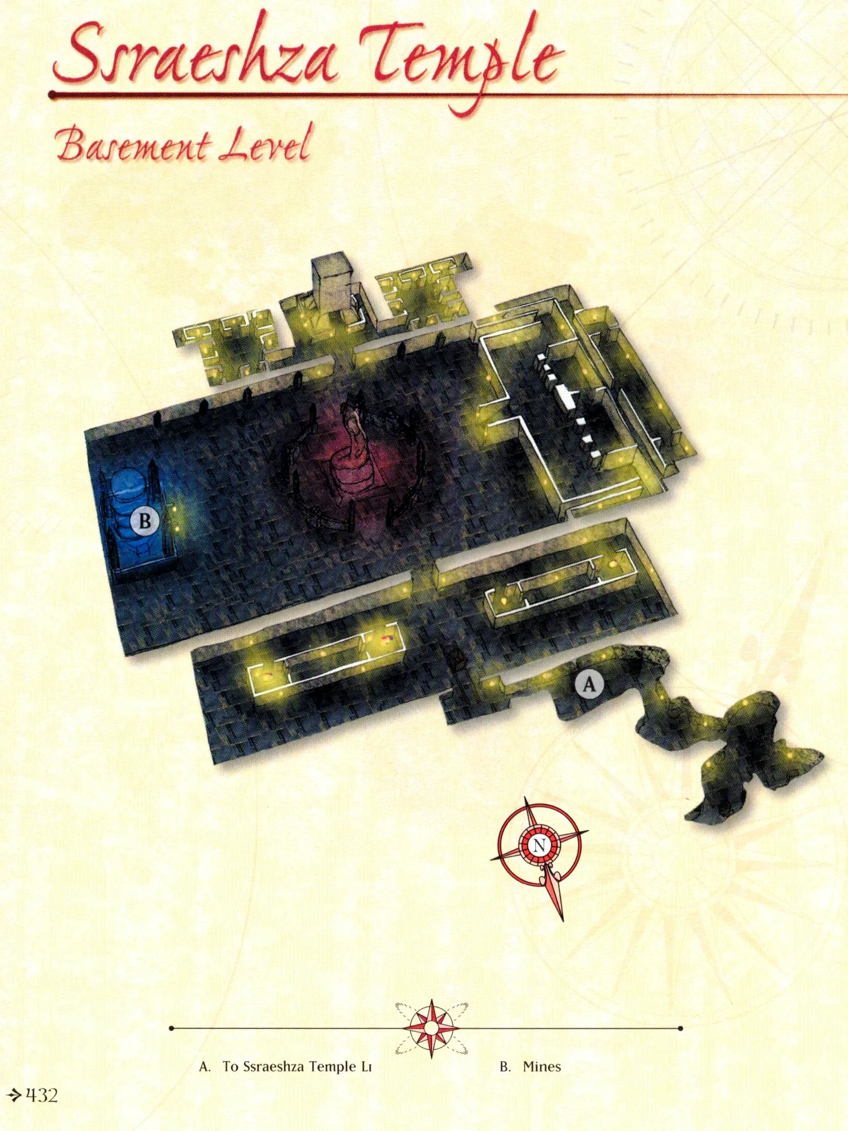 Map of Ssraeshza Temple — Basement Level