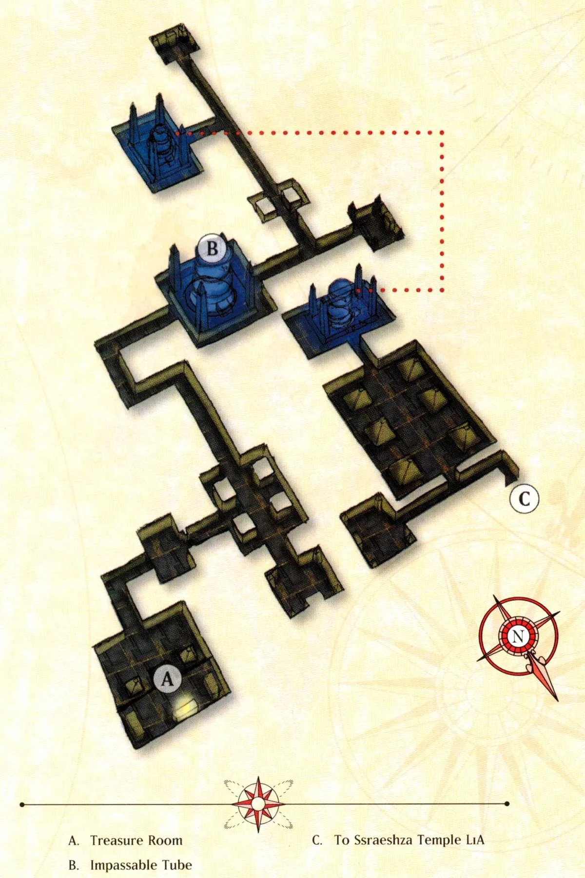 Map of Ssraeshza Temple — Level 1b
